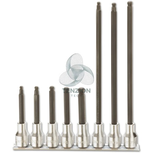 Set 8 Chiavi A Bussola Maschio Esagonale Estremità Sferica 1/2"