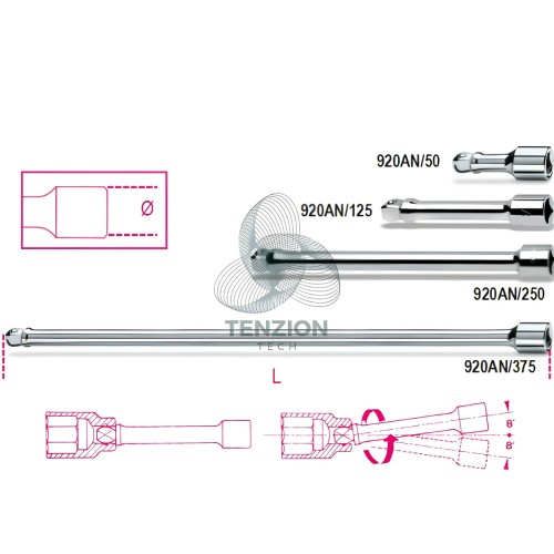 Prolunga Angolare Attacco Quadro Maschio Femmina 1/2"