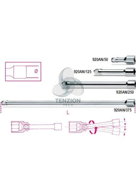 Prolunga Angolare Attacco Quadro Maschio Femmina 1/2"
