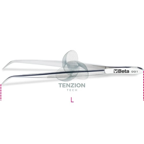 Pinzetta A Molla Punte Fini Curve Arrotondate Zigrinate Acciaio Inox