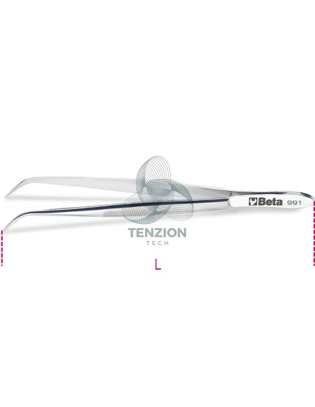 Pinzetta A Molla Punte Fini Curve Arrotondate Zigrinate Acciaio Inox