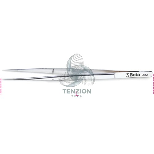 Pinzetta A Molla Con Perno Punte Fini Dritte Arrotondate Zigrinate Acciaio Inox