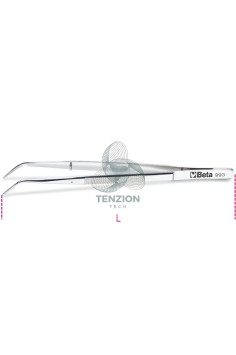 Pinzetta A Molla Con Perno Punte Fini Curve Arrotondate Zigrinate Acciaio Inox