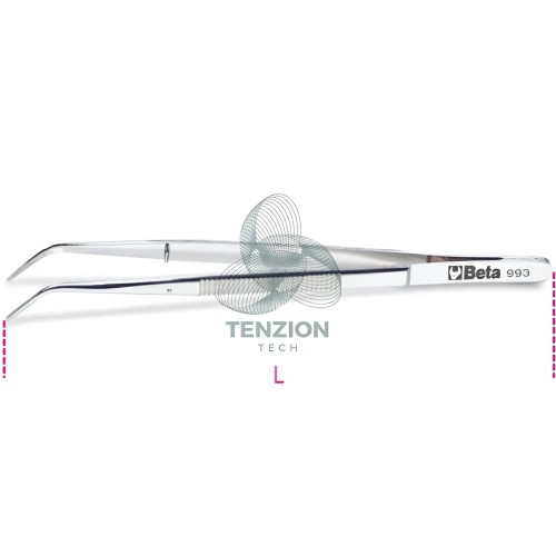 Pinzetta A Molla Con Perno Punte Fini Curve Arrotondate Zigrinate Acciaio Inox