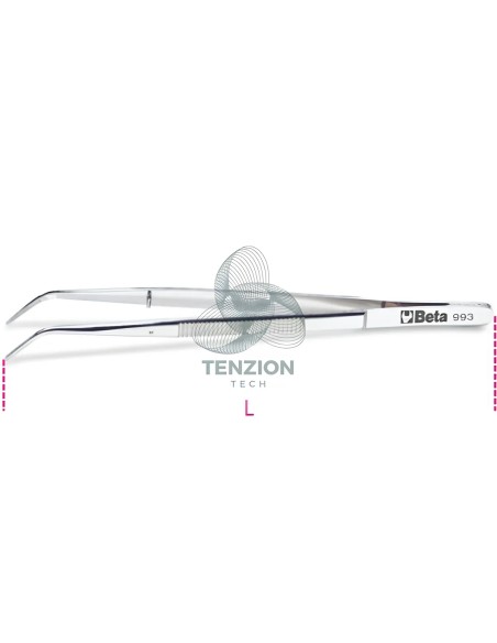 Pinzetta A Molla Con Perno Punte Fini Curve Arrotondate Zigrinate Acciaio Inox