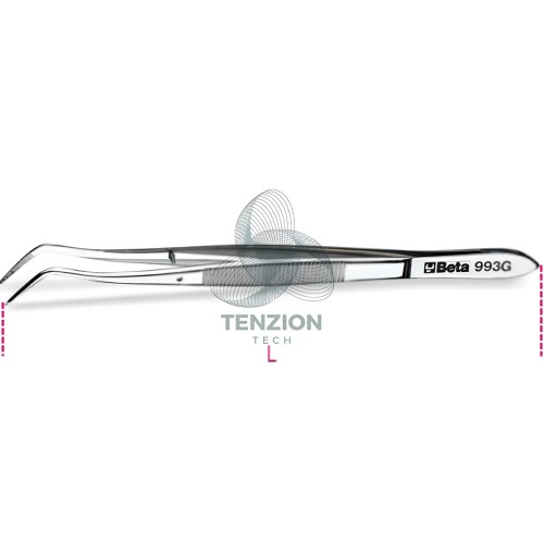 Pinzetta A Molla Con Perno Punte Curve A Gomito Arrotondate Zigrinate Acciaio Inox