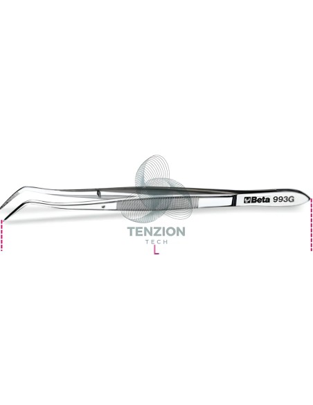 Pinzetta A Molla Con Perno Punte Curve A Gomito Arrotondate Zigrinate Acciaio Inox