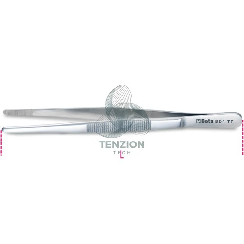 Pinzetta A Molla Antiacido Antimagnetica Punte Larghe Dritte Arrotondate Zigrinate Acciaio Inox