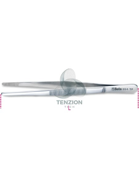 Pinzetta A Molla Antiacido Antimagnetica Punte Larghe Dritte Arrotondate Zigrinate Acciaio Inox