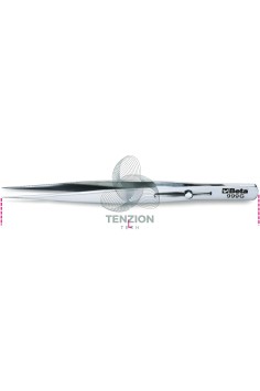 Pinzetta A Molla Antiacido Antimagnetica Con Dispositivo Di Bloccaggio Punte Finissime Dritte Acciaio Inox