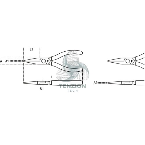Pinza A Becchi Piatti Lunghi Zigrinati Manici PVC Antiscivolo