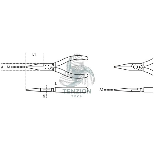 Pinza A Becchi Mezzotondi Lunghissimi Zigrinati Manici PVC Antiscivolo