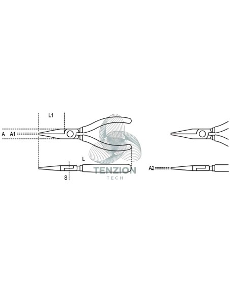 Pinza A Becchi Mezzotondi Lunghissimi Zigrinati Manici PVC Antiscivolo