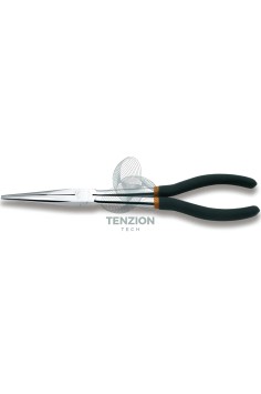 Pinza A Becchi Mezzotondi Lunghissimi Dritti Zigrinati Manici PVC Antiscivolo