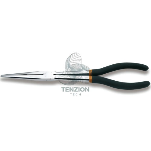 Pinza A Becchi Mezzotondi Lunghissimi Dritti Zigrinati Manici PVC Antiscivolo