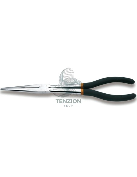 Pinza A Becchi Mezzotondi Lunghissimi Dritti Zigrinati Manici PVC Antiscivolo