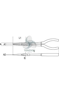 Pinza A Becchi Mezzotondi Lunghissimi Dritti Zigrinati Manici PVC Antiscivolo 2
