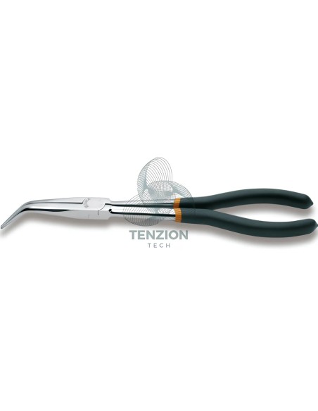 Pinza A Becchi Mezzotondi Lunghissimi Piegati 45° Zigrinati Manici PVC Antiscivolo