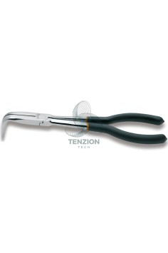 Pinza A Becchi Mezzotondi Lunghissimi Piegati 90° Zigrinati Manici PVC Antiscivolo