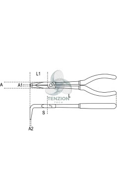 Pinza A Becchi Mezzotondi Lunghissimi Piegati 90° Zigrinati Manici PVC Antiscivolo 2