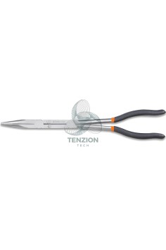 Pinza A Becchi Mezzotondi Lunghissimi Dritti Zigrinati Doppio Snodo Manici PVC Antiscivolo
