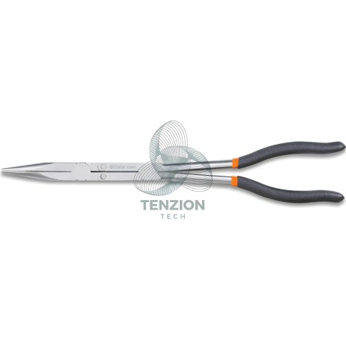 Pinza A Becchi Mezzotondi Lunghissimi Dritti Zigrinati Doppio Snodo Manici PVC Antiscivolo