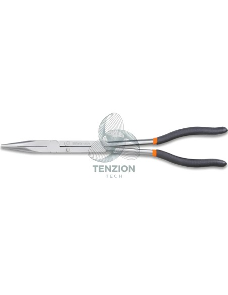 Pinza A Becchi Mezzotondi Lunghissimi Dritti Zigrinati Doppio Snodo Manici PVC Antiscivolo