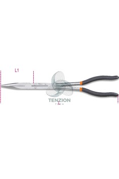 Pinza A Becchi Mezzotondi Lunghissimi Dritti Zigrinati Doppio Snodo Manici PVC Antiscivolo 2