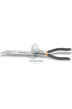 Pinza A Becchi Mezzotondi Lunghissimi Piegati 45° Zigrinati Doppio Snodo Manici PVC Antiscivolo