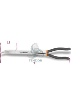 Pinza A Becchi Mezzotondi Lunghissimi Piegati 45° Zigrinati Doppio Snodo Manici PVC Antiscivolo 2