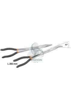 Set 2 Pinze A Becchi Mezzotondi Lunghissimi Zigrinati Doppio Snodo Manici PVC Antiscivolo