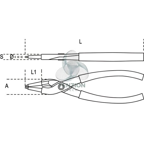 Pinza A Becchi Dritti Per Anelli Elastici Fori Manici PVC Antiscivolo