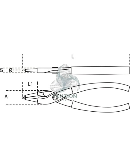 Pinza A Becchi Dritti Per Anelli Elastici Fori Manici PVC Antiscivolo