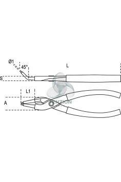 Pinza A Becchi Piegati 45° Per Anelli Elastici Fori Manici PVC Antiscivolo 2