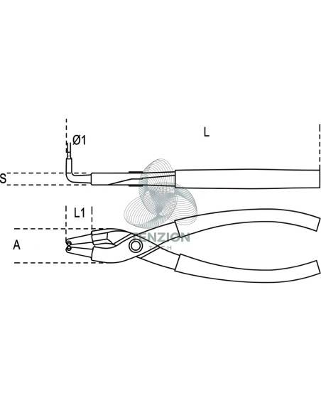 Pinza A Becchi Piegati 90° Per Anelli Elastici Fori Manici PVC Antiscivolo