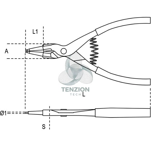 Pinza A Becchi Dritti Per Anelli Elastici Alberi Manici PVC Antiscivolo