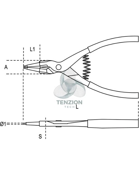 Pinza A Becchi Dritti Per Anelli Elastici Alberi Manici PVC Antiscivolo