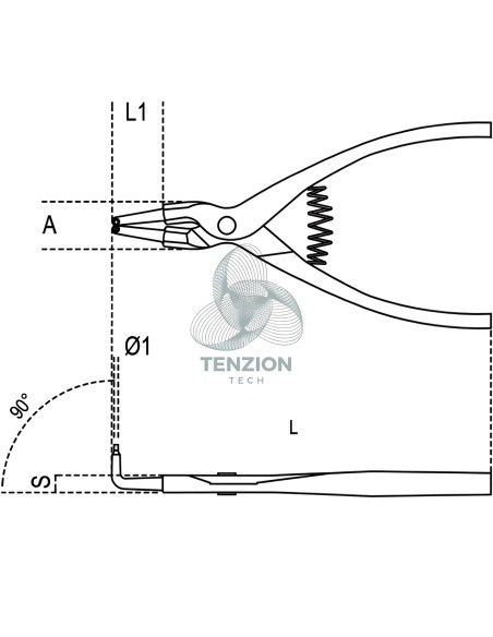 Pinza A Becchi Piegati 90° Per Anelli Elastici Alberi Manici PVC Antiscivolo