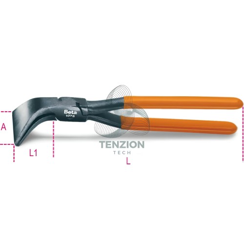 Pinza A Becchi Larghi Piegati 45° Per Lattonieri Manici PVC Antiscivolo