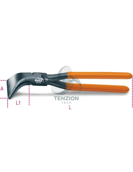 Pinza A Becchi Larghi Piegati 45° Per Lattonieri Manici PVC Antiscivolo