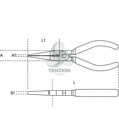 Pinza A Becchi Piatti Lunghissimi Dritti Zigrinati Cromata Manici PVC Antiscivolo