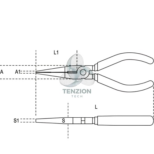 Pinza A Becchi Piatti Lunghissimi Dritti Zigrinati Manici PVC Antiscivolo