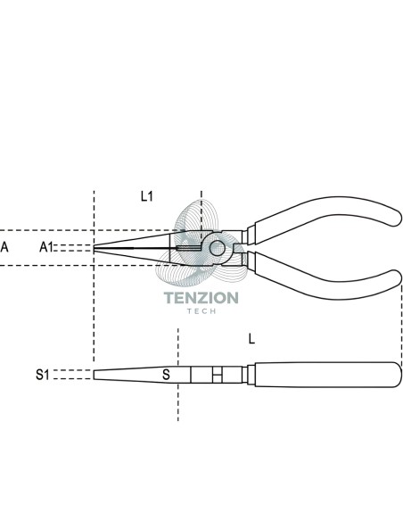 Pinza A Becchi Piatti Lunghissimi Dritti Zigrinati Manici PVC Antiscivolo