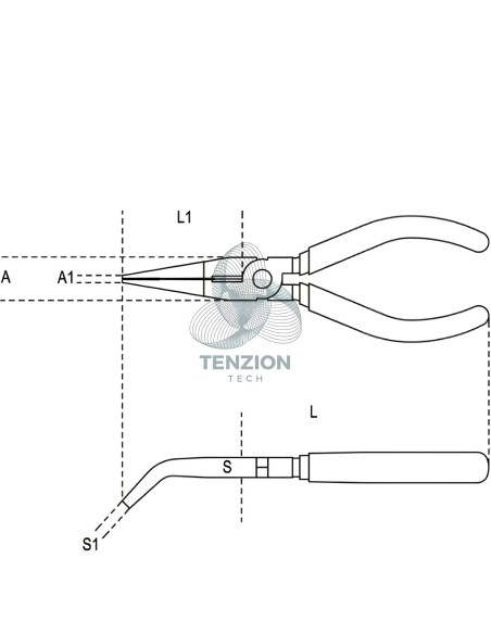 Pinza A Becchi Piatti Lunghissimi Piegati Zigrinati Manici PVC Antiscivolo