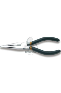 Pinza A Becchi Mezzotondi Lunghissimi Dritti Zigrinati Cromata Manici PVC Antiscivolo
