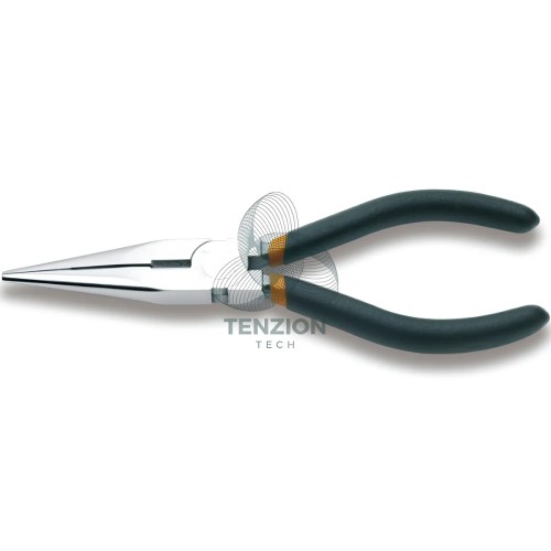 Pinza A Becchi Mezzotondi Lunghissimi Dritti Zigrinati Cromata Manici PVC Antiscivolo