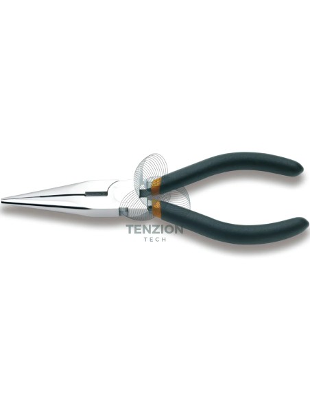 Pinza A Becchi Mezzotondi Lunghissimi Dritti Zigrinati Cromata Manici PVC Antiscivolo