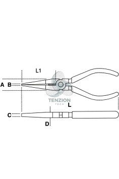 Pinza A Becchi Mezzotondi Lunghissimi Dritti Zigrinati Manici PVC Antiscivolo 2