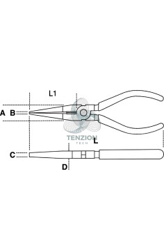 Pinza A Becchi Mezzotondi Lunghissimi Dritti Zigrinati Impugnatura Bimateriale 2