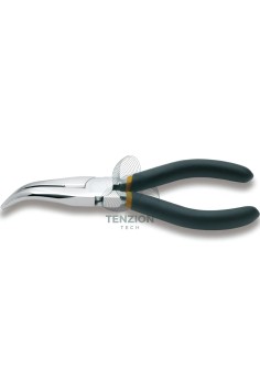 Pinza A Becchi Mezzotondi Lunghissimi Piegati Zigrinati Cromata Manici PVC Antiscivolo